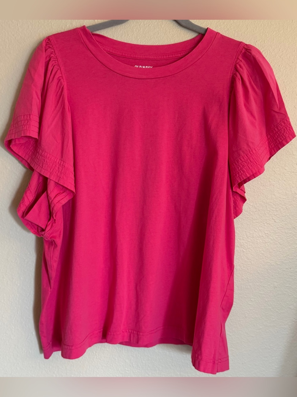 Old Navy Bright Pink Ruffle-Sleeve Short Sleeve Tee